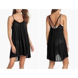 Elan Women's Black Cover-Up Slip Criss Cross Back Casual Summer Dress Small